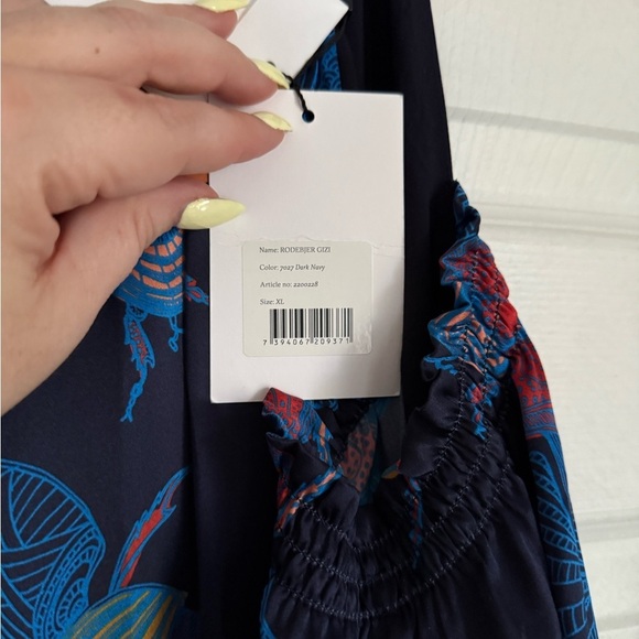 Rodebjer blue silk cold shoulder midi dress - size XL NWT - Picture 6 of 6